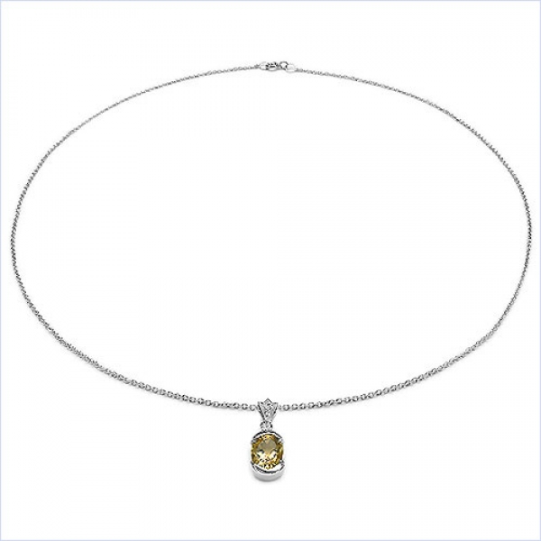 Collier/Halskette mit Anhänger-Citrin (Sonnenstein)-Zirkonia-2,53 Karat