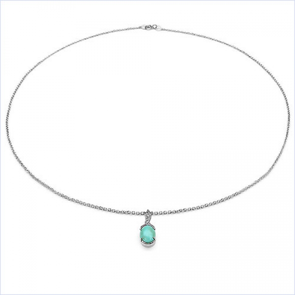 Collier/Halskette mit Anhänger-Türkis-Zirkonia-2,57 Karat