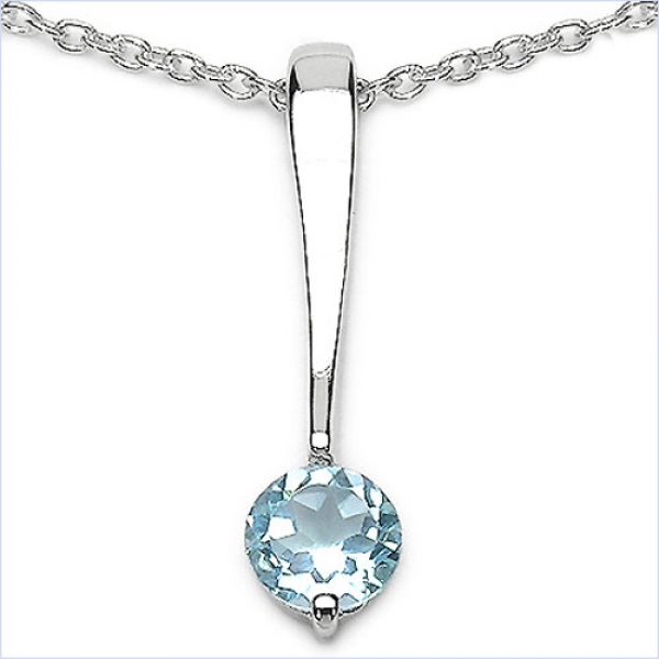 Collier/Halskette Blautopas-Anhänger 925-Sterling-Silber