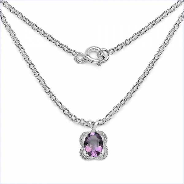 Collier/Halskette Amethyst/Weißtopas-Anhänge-6,02 Karat