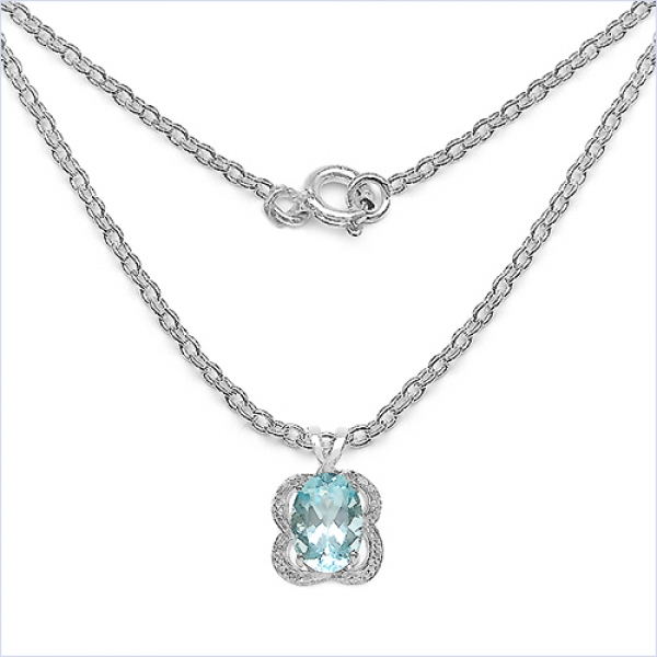 Collier/Halskette Blautopas/Weißtopas-Anhänger-7,52 Karat
