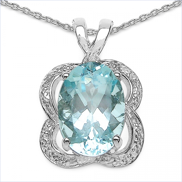 Collier/Halskette Blautopas/Weißtopas-Anhänger-7,52 Karat