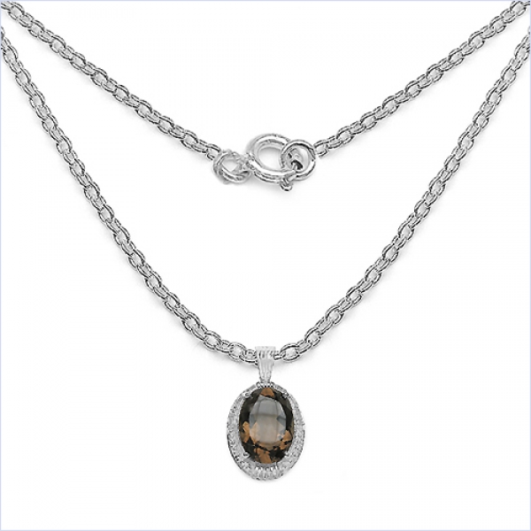 Collier/Kette mit großem Smoky-Topas/Rauchquarz-Weißtopas-Anhänger 11,67 Karat