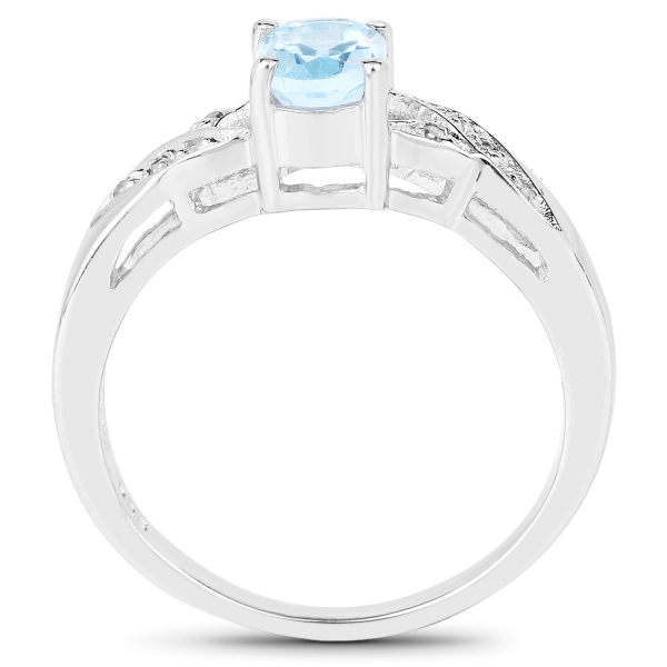 Edler Diamant / Blue Topas-Ring - 925 Silber-in 1,05 Karat