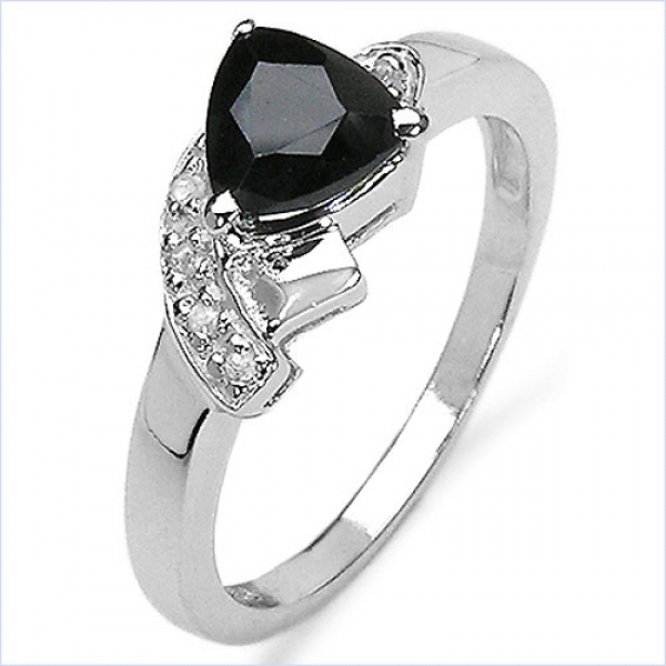 Edler Diamant-Black Saphir-Ring-925 St.Silber Rhodiniert-0,85 Karat