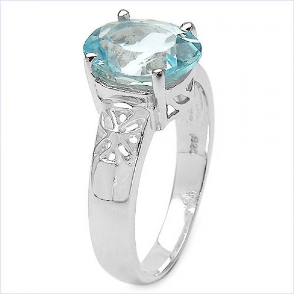 Großer Blau-Topas-Ring-925 Sterling Silber 3,25 Karat
