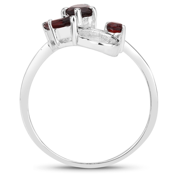 Eleganter, echter Granat Ring-Sterling Silber-Rhodiniert-0,84 Karat