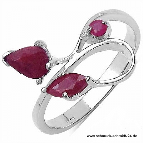 Eleganter, echter Rubin Ring-Sterling Silber-Rhodiniert-0,84 Karat