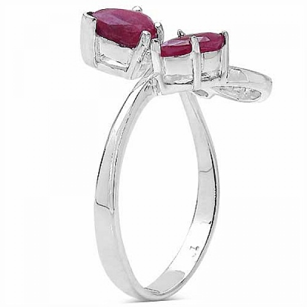 Eleganter, echter Rubin Ring-Sterling Silber-Rhodiniert-0,84 Karat