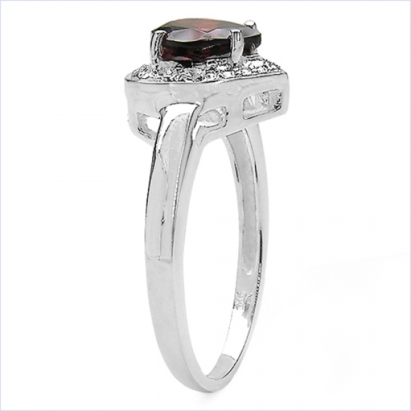 Strahlender Granat/Zirkonia-Herz-Ring - 925 Sterling Silber - Rhodiniert 2,17 Karat