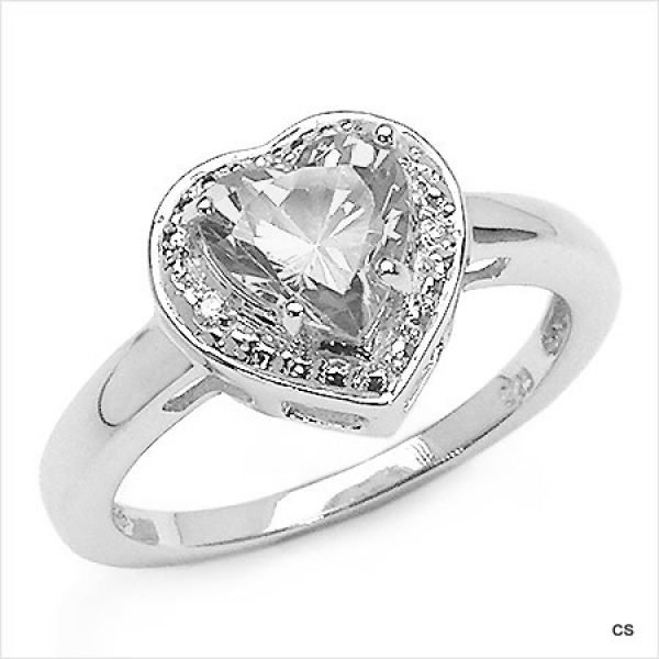 Strahlender Zirkonia-Herz-Ring-925 Sterling Silber Rhodiniert-3,50 Karat