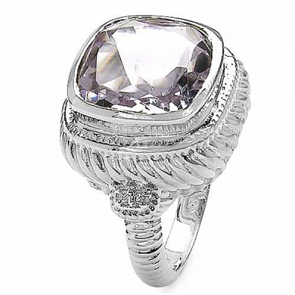 Großer Diamant/Amethyst-Ring-925 Silber Rhodiniert 6,34 Karat