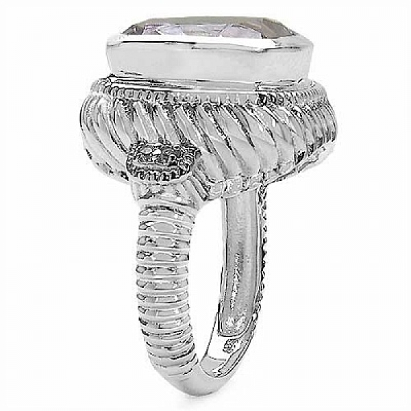 Großer Diamant/Amethyst-Ring-925 Silber Rhodiniert 6,34 Karat