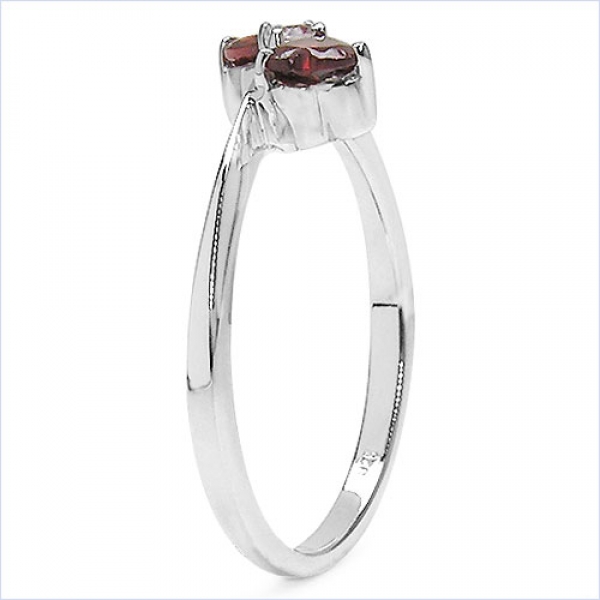 Edler Herz-Granat/Weißtopas-Ring-925 Silber Rhod.