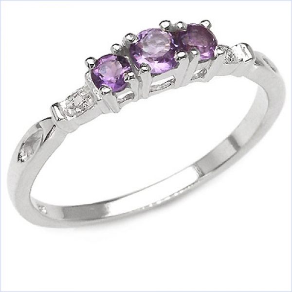 Edler Diamant/Amethyst Ring-925 Sterling Silber Rhodin.