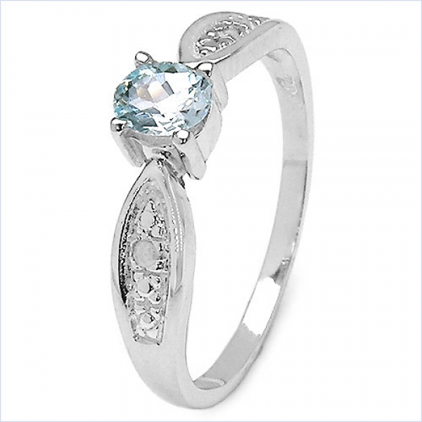 Edler Diamant/Blautopas-Ring-925St.Silber Rhodin.-0,53 Karat