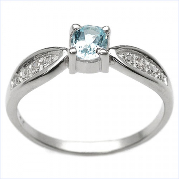 Edler Diamant/Blautopas-Ring-925St.Silber Rhodin.-0,53 Karat