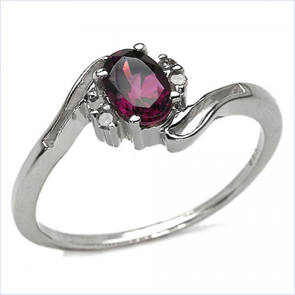 Verführerischer Rhodolith/Diamant-Ring 925 Sterl.Silber-0,49 Karat