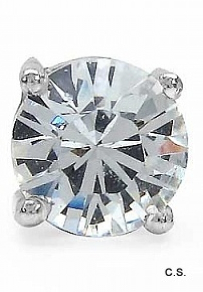 Herren-Ohrring/Ohrstecker Weißer Zirkonia -925 Silber-Rhodiniert-0,84 Karat