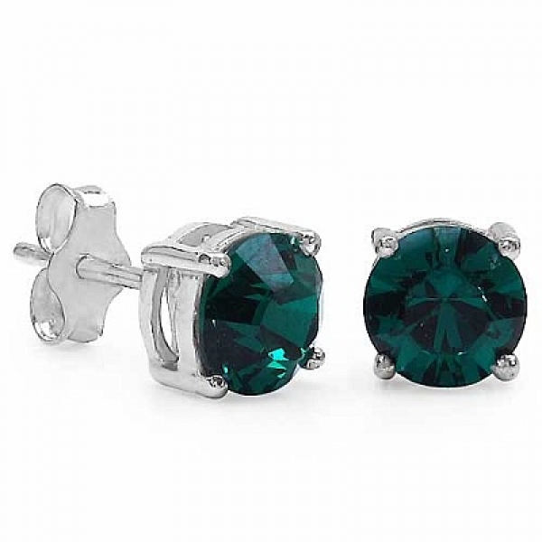 Ohrringe/Ohrstecker smaragd grüne Zirkonia -925 Silber-Rhodiniert-1,80 Karat