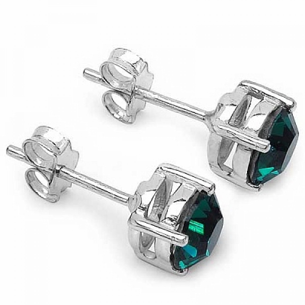 Ohrringe/Ohrstecker smaragd grüne Zirkonia -925 Silber-Rhodiniert-1,80 Karat