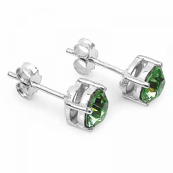 Ohrringe/Ohrstecker peridotfarbene Zirkonia -925 Silber-Rhodiniert-1,80 Karat