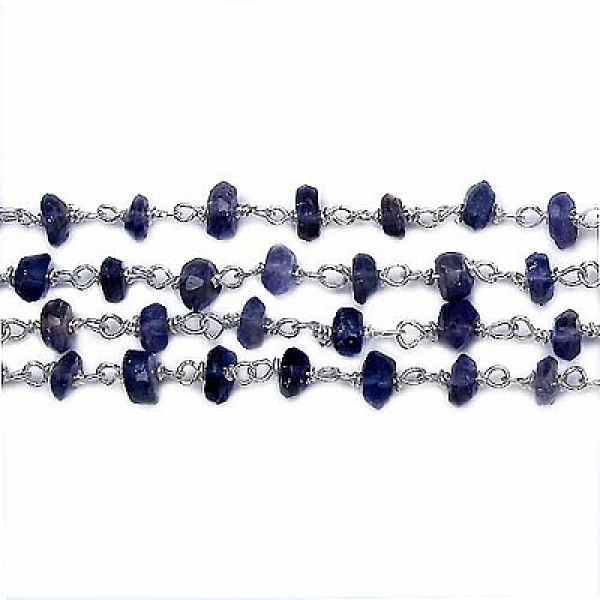 Edelstein-Collier/Kette-Iolite-925 Sterling Silber Rhodiniert-500 Edelsteine