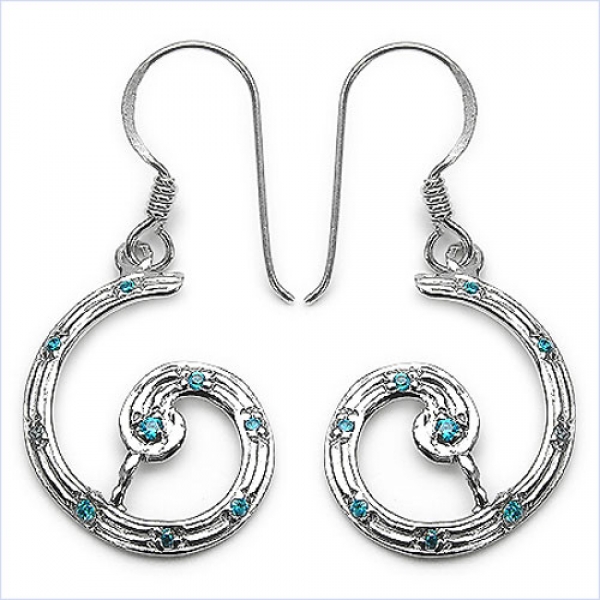 Ohrringe m.18 Blue Zirkonia 925 Sterling Silber-Rhodin.0,40 Karat