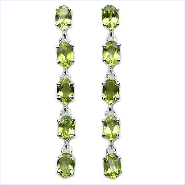 Ohrringe/Ohrstecker mit 10 Peridots-925 Silber-Rhodiniert-4,50 Karat