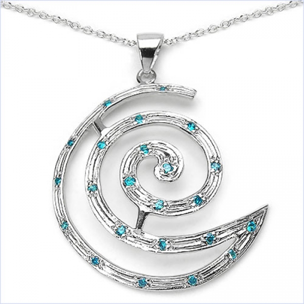 Ohrringe m.18 Blue Zirkonia 925 Sterling Silber-Rhodin.0,40 Karat