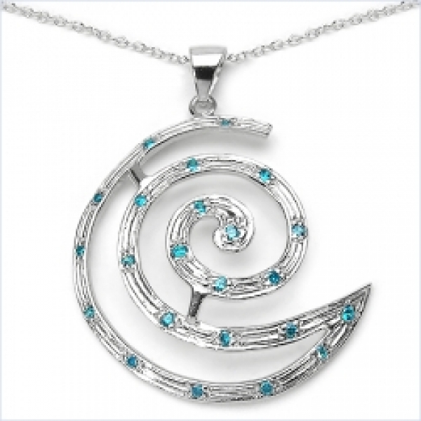 Collier/Kette/Anhänger m.23 Blue Zirkonia 925 St.Silber 0,92 Karat