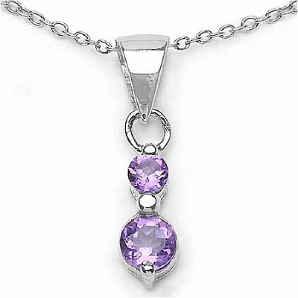 Collier/Kette Anhänger Amethyst 925 Silber-Rhodiniert 0,60 Karat
