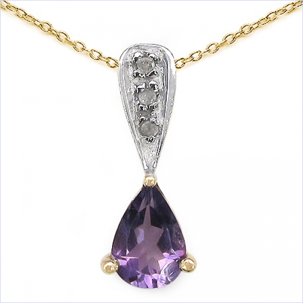 Diamant/Amethyst-Schmuckset 5-teilig-Anhänger,Kette,Ohrstecker,Ring-2,37 Karat