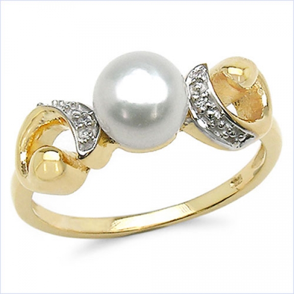 Ohrringe mit Perle/Zirkonia in 925 Silber/Vergoldet-2,04 Karat