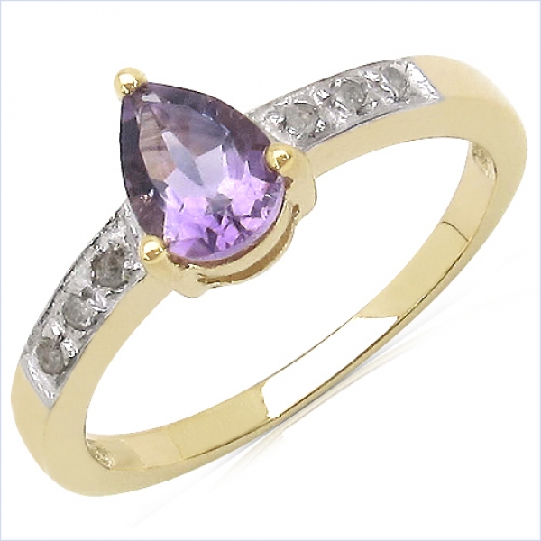 Diamant/Amethyst-Schmuckset 5-teilig-Anhänger,Kette,Ohrstecker,Ring-2,37 Karat