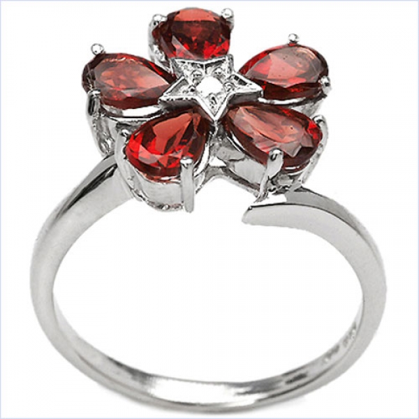 Blume-Amethyst-Ring-925 Sterling Silber Rhod.2,00 Karat