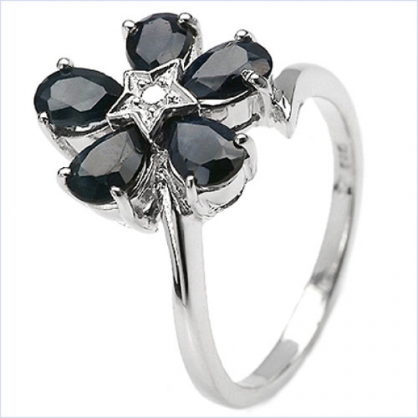 Blume-Amethyst-Ring-925 Sterling Silber Rhod.2,00 Karat
