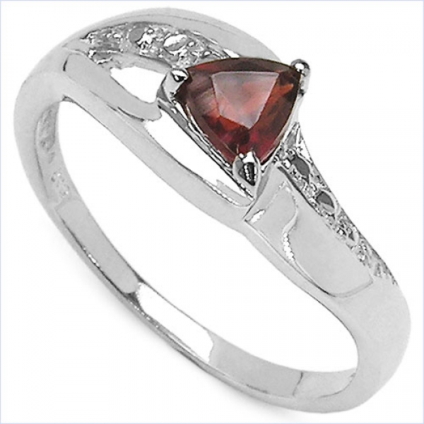 Stylisher Granat-Ring-925 Sterling Silber Rhodiniert-0,50 Karat