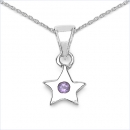 Collier/Kette Anhänger Stern Amethyst 925 Silber Rhodiniert