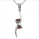 Collier/Halskette mit Granat-Anhänger-925 Silber-0,40 Karat