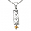 Collier/Halskette m.Citrin-Anhänger 925-Sterling-Silber-0,10 Karat