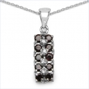 Collier/Kette mit Diamant/Granat-Anhänger 925 Silber Rh.-0,84 Karat