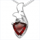 Collier/Kette mit Diamant/Granat-Anhänger 925 Silber Rhod.-0,81 Karat