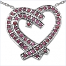 Collier Rubin-Herz-Anhänger-53 Edelsteine-925St.Silber Rhod.