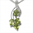 Collier/Kette mit Diamant/Peridot-Anhänger 925 Silber-1,22 Karat