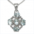 Collier/Kette Herzen-Diamant/Blautopas-Anhänger-1,29 Karat