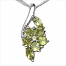 Collier/Kette mit Peridot-Blumen-Anhänger-925Silber Rhodiniert