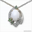 Collier/Kette mit Opal-Smaragd-Anhänger 1,14 Karat-Silber Rhodiniert