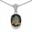 Collier/Halskette m.Anhänger-Smoky Topas-Zirkonia/3,28 Karat