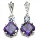 Ohrringe 2,32 Karat Amethyst/Tansanit/WhiteTopas 925 Silber